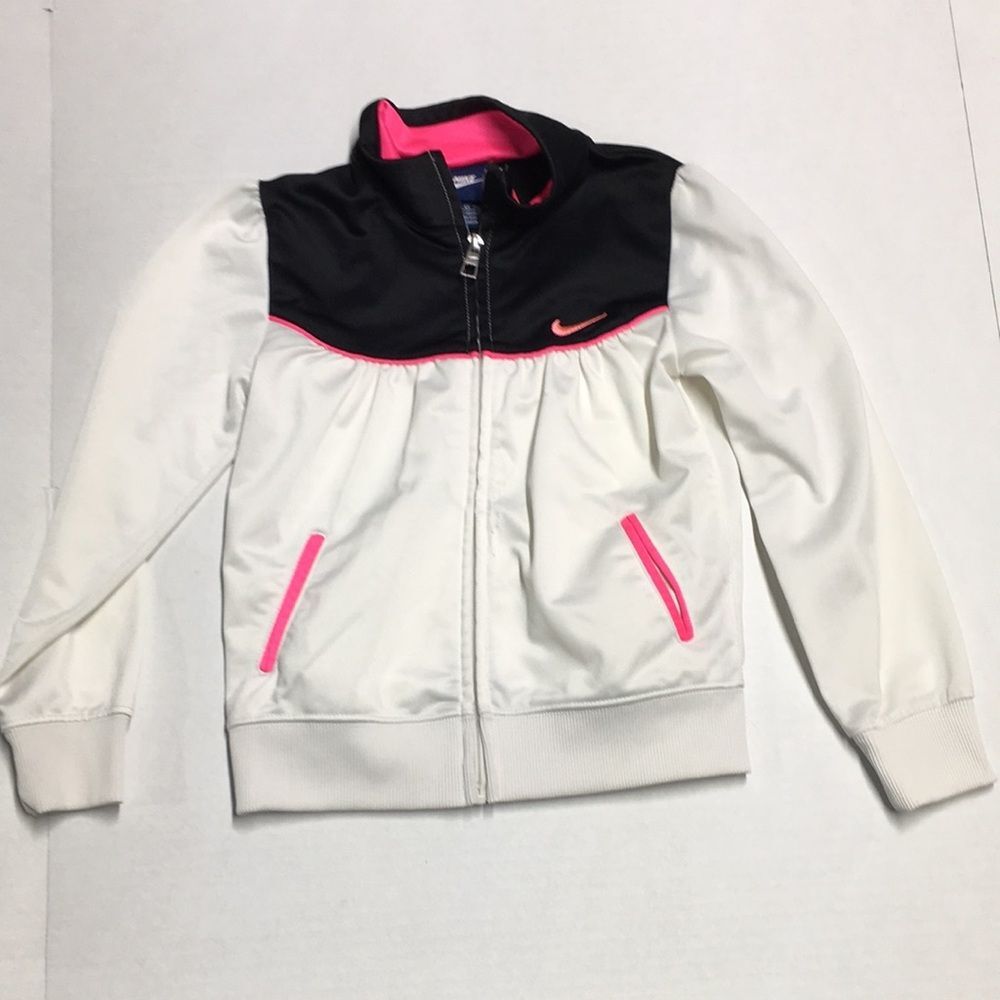 Nike White, Black & Hot Pink Girls' Athletic Zip Jacket size 6x